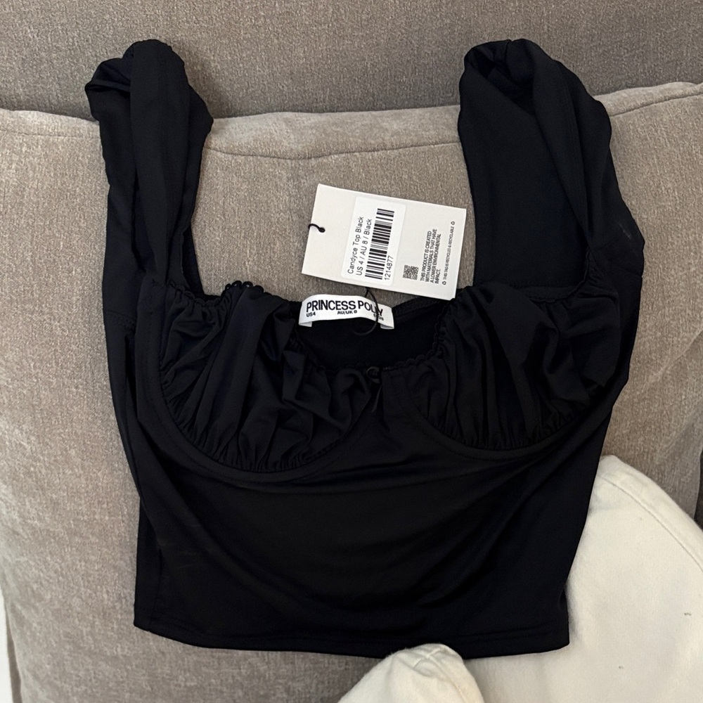 Princess Polly Chic Black Ruched Crop Top